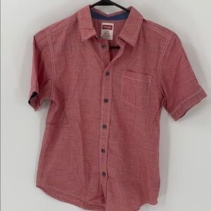 Wrangler YOUTH red washed button down 10/12 casual short sleeve‎ button down